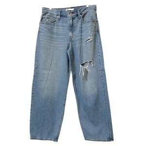 Big E Levis Pants Women Size 30 Blue Denim Jean Baggy Dad Barrel Wide Distressed